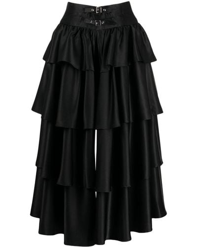 Noir Kei Ninomiya Ruffle-overlay High-waist Shorts - Black