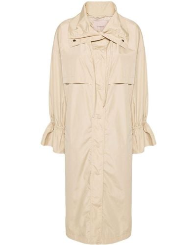 Twin Set Logo-engraved Taffeta Trench Coat - Natural