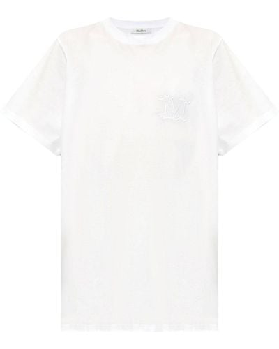 Max Mara Monogram-embroidered Cotton T-shirt - White