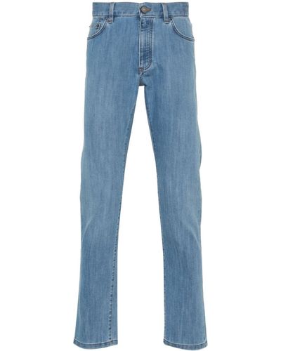 Zegna Halbhohe Slim-Fit-Jeans - Blau
