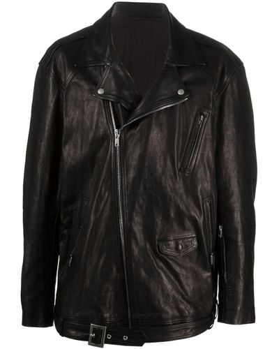 Rick Owens Luke Stooges Zip-up Leather Jacket - Black