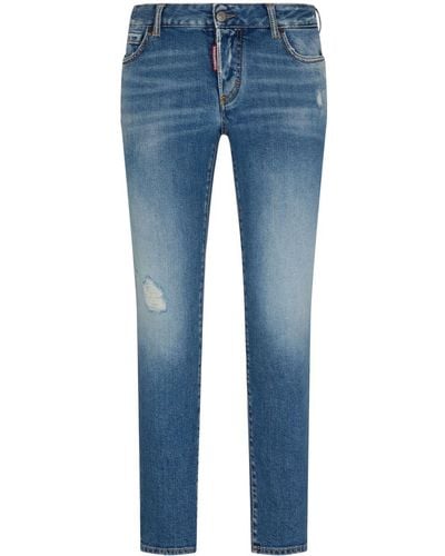 DSquared² Logo-patch Cotton-blend Tapered Jeans - Blue