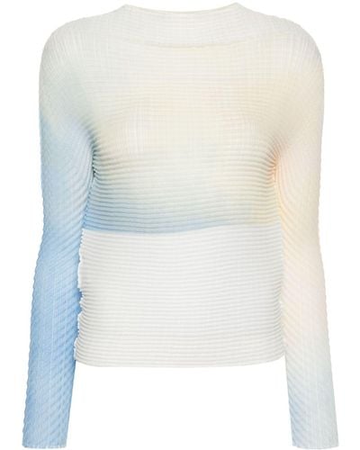 Issey Miyake Plissiertes Bluse mit Farbverlauf - Weiß