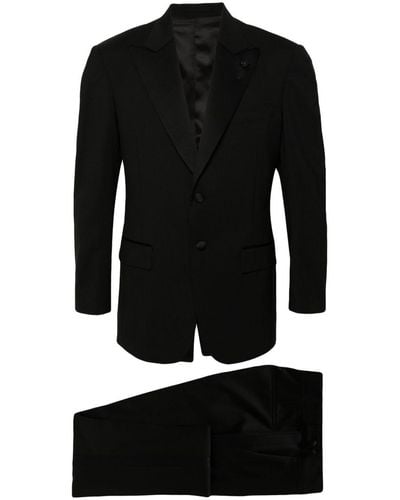 Lardini Single-breasted Wool Blend Suit - Black