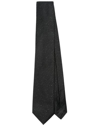 Emporio Armani Glitter-detail Silk-blend Tie - Black