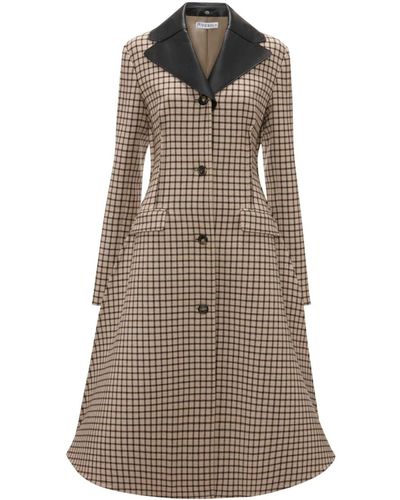 JW Anderson Check-print A-line Coat - Brown