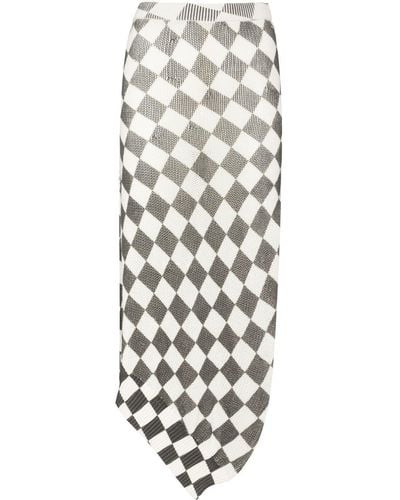 MM6 by Maison Martin Margiela Checkerboard-pattern Asymmetric Skirt - Multicolor