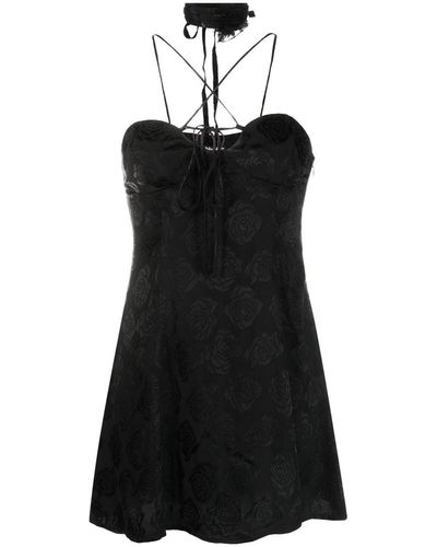 For Love & Lemons Robe courte Melody à motif en jacquard - Noir