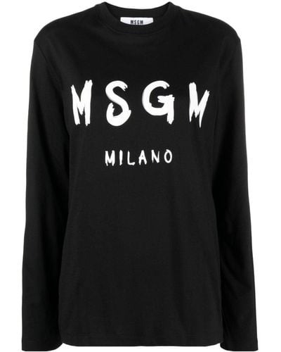 MSGM ロゴ ロングtシャツ - ブラック
