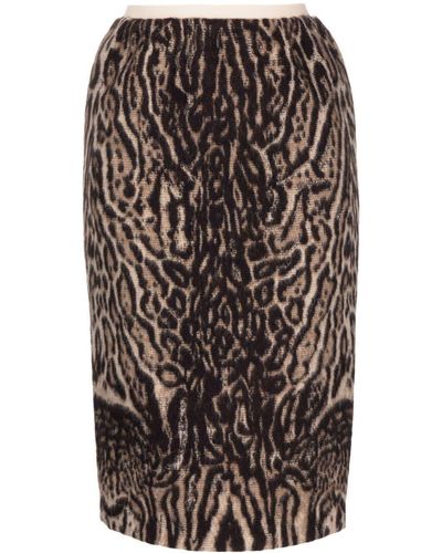 N°21 Leopard-print Brushed Pencil Skirt - Black