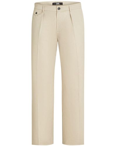Karl Lagerfeld Straight-leg Cotton Trousers - Natural