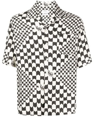 Rhude Rayon Checker Button Up Black/creme - White