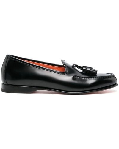 Santoni Tassel-embellished Leather Loafers - Black