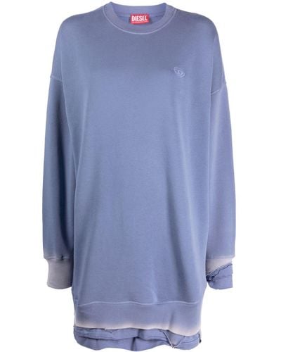 DIESEL D-rollege Distressed Sweatshirt Minidress - Blue
