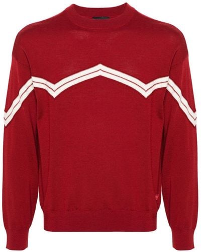 Emporio Armani Stripe-detail Wool Jumper - Red