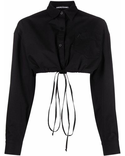 ANDREADAMO Cropped Cotton Shirt - Black