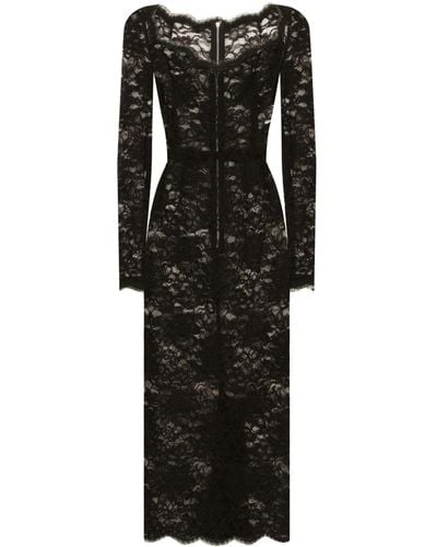 Dolce & Gabbana Semi-doorzichtige Midi-jurk - Zwart