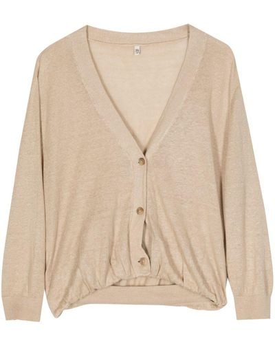 R13 V-neck Linen Cardigan - Natural