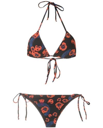 Isolda Borakay Printed Tie Bikini Set - Blue