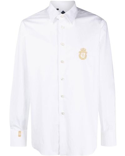 Billionaire Logo-embroidered Long-sleeved Shirt - White