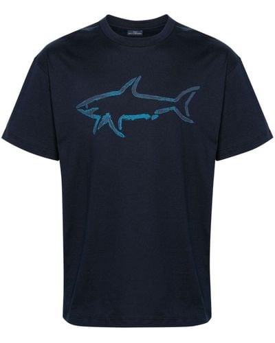 Paul & Shark T-shirt en coton à logo imprimé - Bleu
