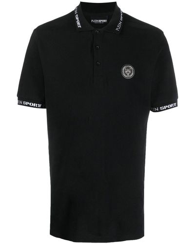 Philipp Plein Tiger-print Short-sleeved Polo Shirt - Black