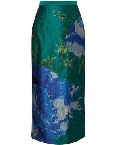 Erdem Floral-print Pencil Skirt - Green