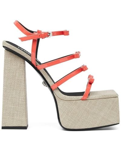 Versace Gianni Ribbon Platform Sandals - White