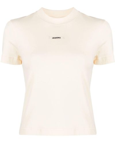 Jacquemus T-Shirt mit Logo-Patch - Natur
