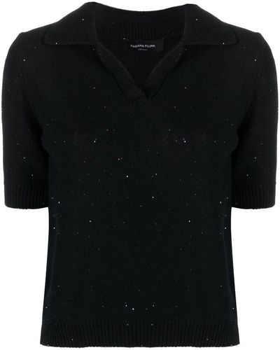 Fabiana Filippi Gebreid Poloshirt - Zwart