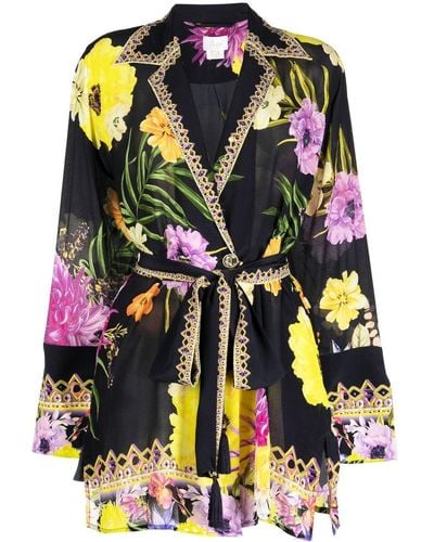 Camilla Floral-print Silk Jacket - Black