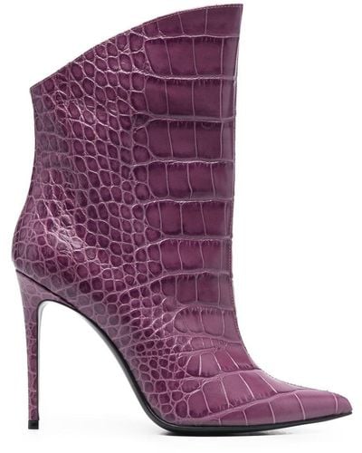 Giuliano Galiano Elise 105mm Embossed Ankle Boots - Purple