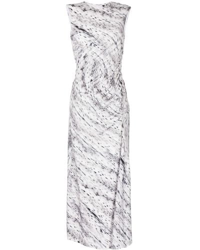 MSGM Abstract-print Sleeveless Midi Dress - White