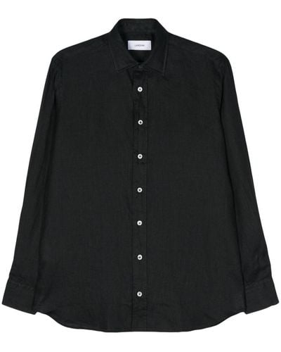 Lardini Long-sleeve Linen Shirt - Black