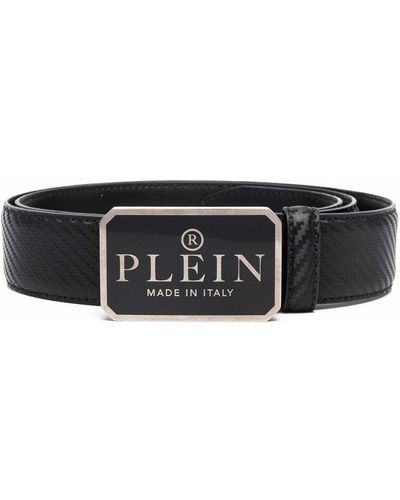 Philipp Plein Logo-plaque Textured Belt - Black