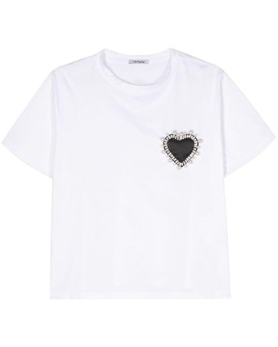Parlor Black Heart Cotton T-shirt - White