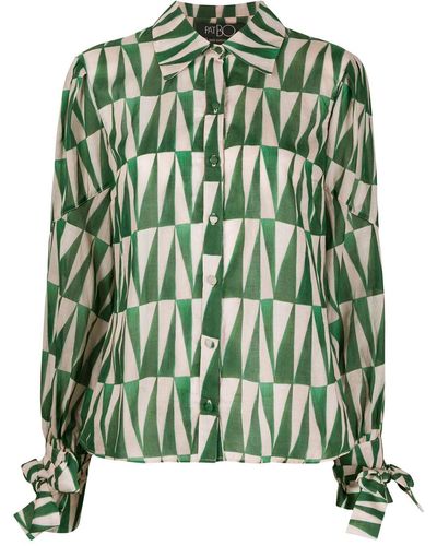 PATBO Geometric-print Cotton Shirt - Green