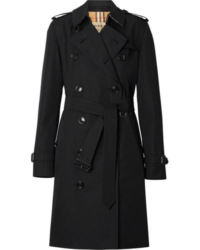 Burberry The Mid-length Kensington Heritage Trench Coat - Black