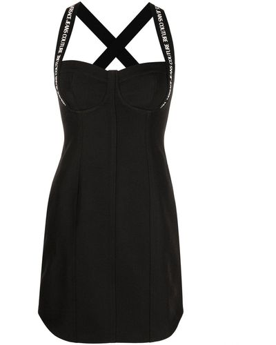 Versace ヴェルサーチェ・ジーンズ・クチュール ロゴストラップ ミニドレス - ブラック