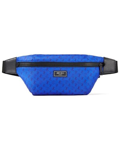 Jimmy Choo Marsupio Finsley con stampa monogramma - Blu