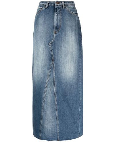 3x1 Ungesäumter Jeans-Maxirock - Blau