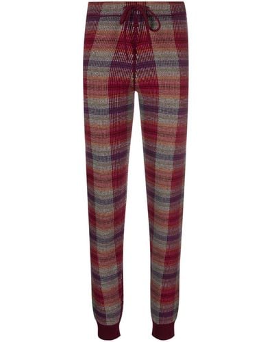 Barrie Plaid Check-print Knitted Pants - Red