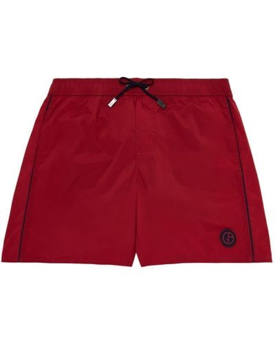 Giorgio Armani Logo-appliqué Drawstring-waist Swim Shorts - Red