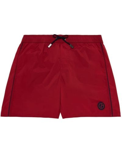 Giorgio Armani Short de bain à taille à lien de resserrage - Rouge