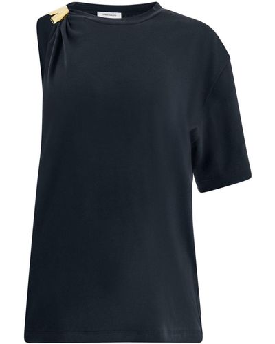 Ferragamo Asymmetric Clip-embellished T-shirt - Blue
