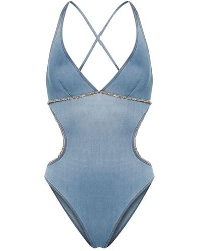 Ermanno Scervino Badeanzug mit Kettendetail - Blau