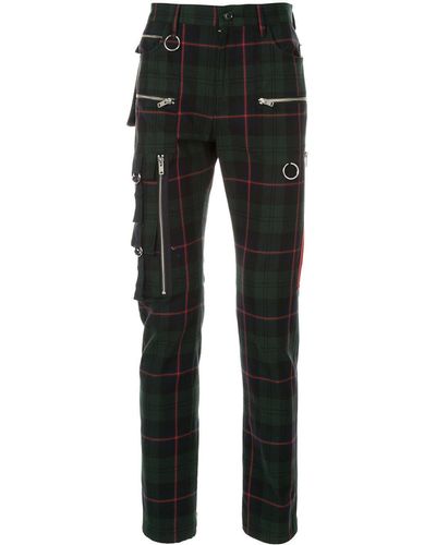 Undercover Plaid Zipped Pants - Green