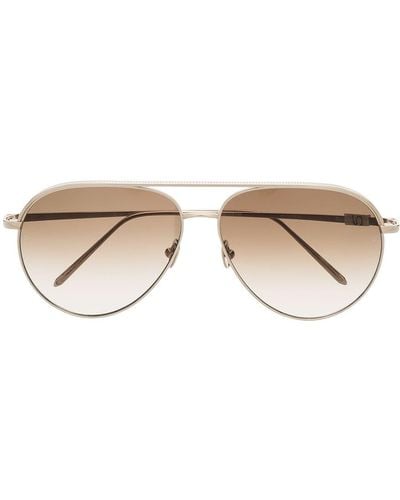 Linda Farrow 22kt Gold-plated Roberts Pilot-frame Sunglasses - Metallic