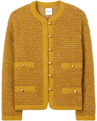 St. John Lurex Textured-knit Jacket - Yellow