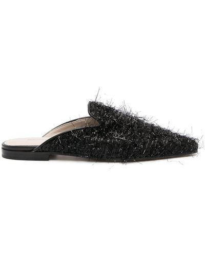 Fabiana Filippi Textured-finish Square-toe Mules - Black